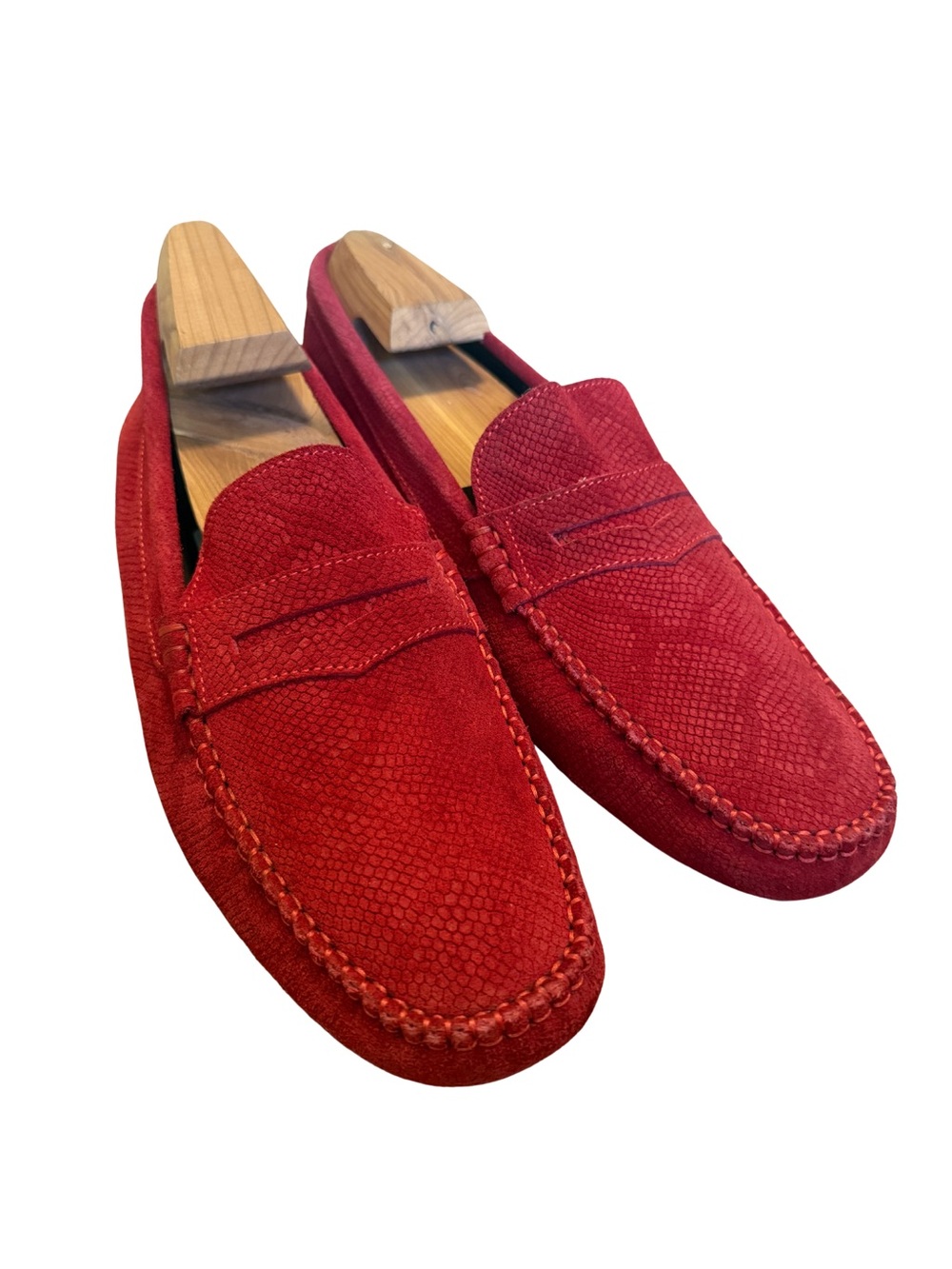 Just Cavalli Men's Red Suede Penny Loafers 42 US 9